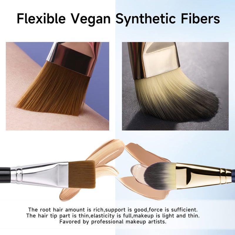 BEILI 2pcs Flat Square Synthetic Foundation Brush for Liquid Cream Facial Mask Concealer Makeup Premium Soft Synthetic Contour Brush for Blending Liquid Cream Foundation Emulsion Cosmetics - Image 3